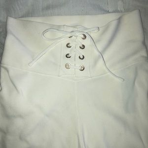 Ivory wide leg lace up knit pants *NWTG*